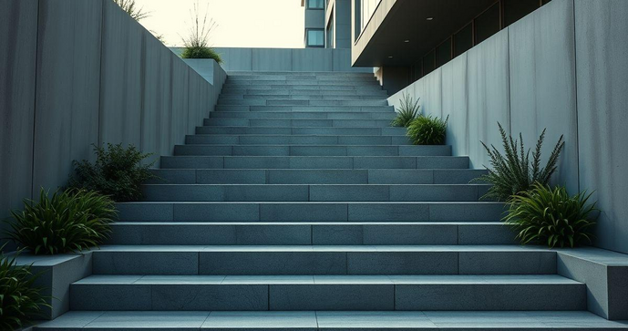 Degraus pr&eacute; moldados em concreto para constru&ccedil;&atilde;o e design moderno