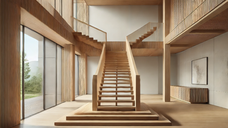 Escada de Madeira com Viga Central: Combinação de Elegância e Durabilidade para sua Casa
